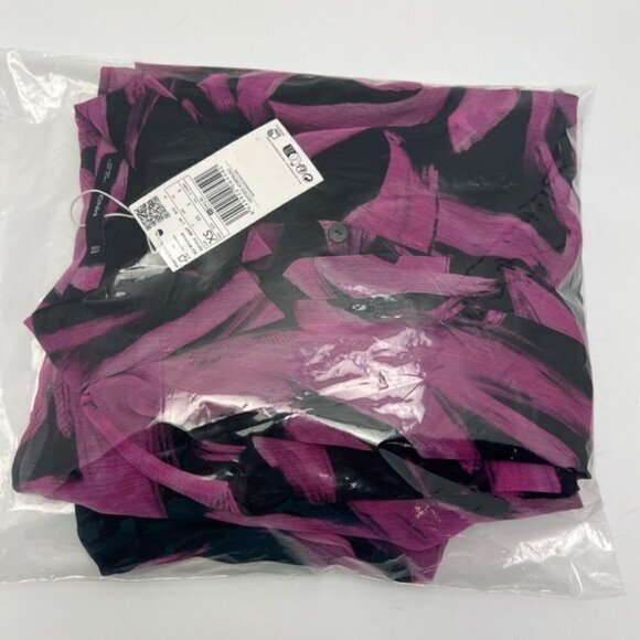 Mango - Ladies Printed Chiffon Dress - Black/Purple. Size: XS. NWT - Picture 2 of 13
